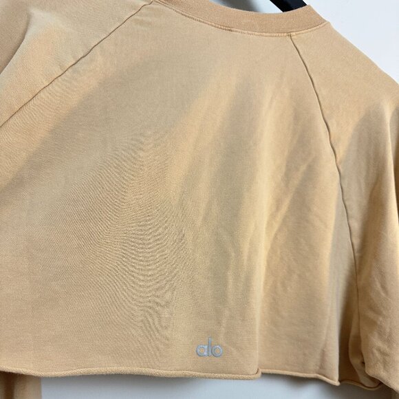 ALO YOGA Double Take Raglan-sleeve Cropped Sweatshirt in Putty Size Small - Picture 5 of 6